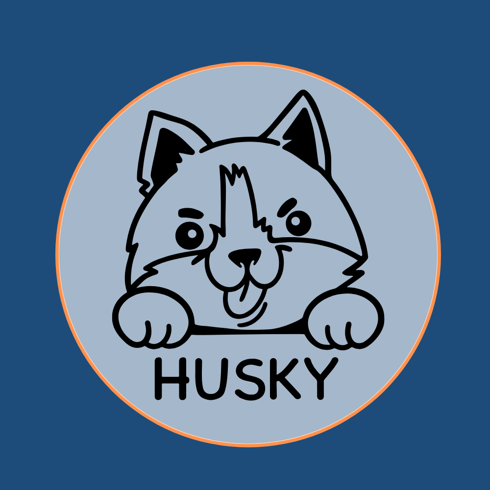Siberian Husky dog head icon with breed markings
