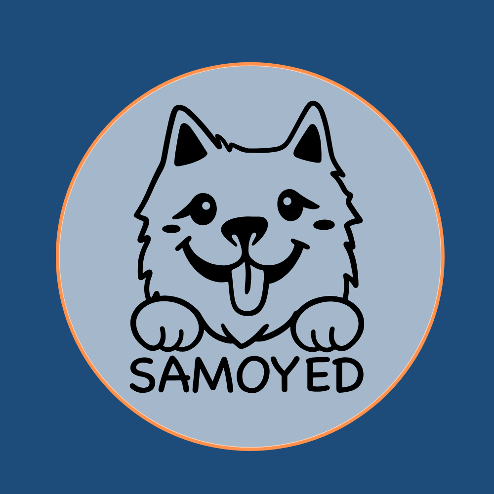 White fluffy Samoyed dog breed icon graphic