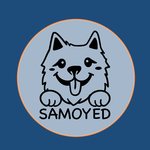 White fluffy Samoyed dog breed icon graphic