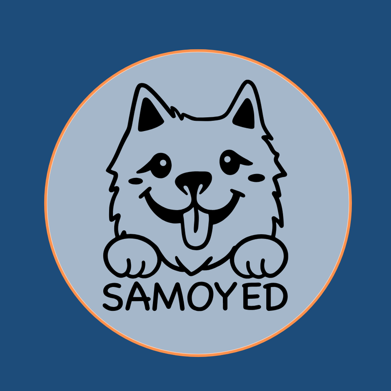 White fluffy Samoyed dog breed icon graphic