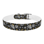 Holiday Ornament Dog Collar — Black & Gold Christmas Pattern