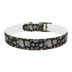 Holiday Ornament Dog Collar — Black & Gold Christmas Pattern