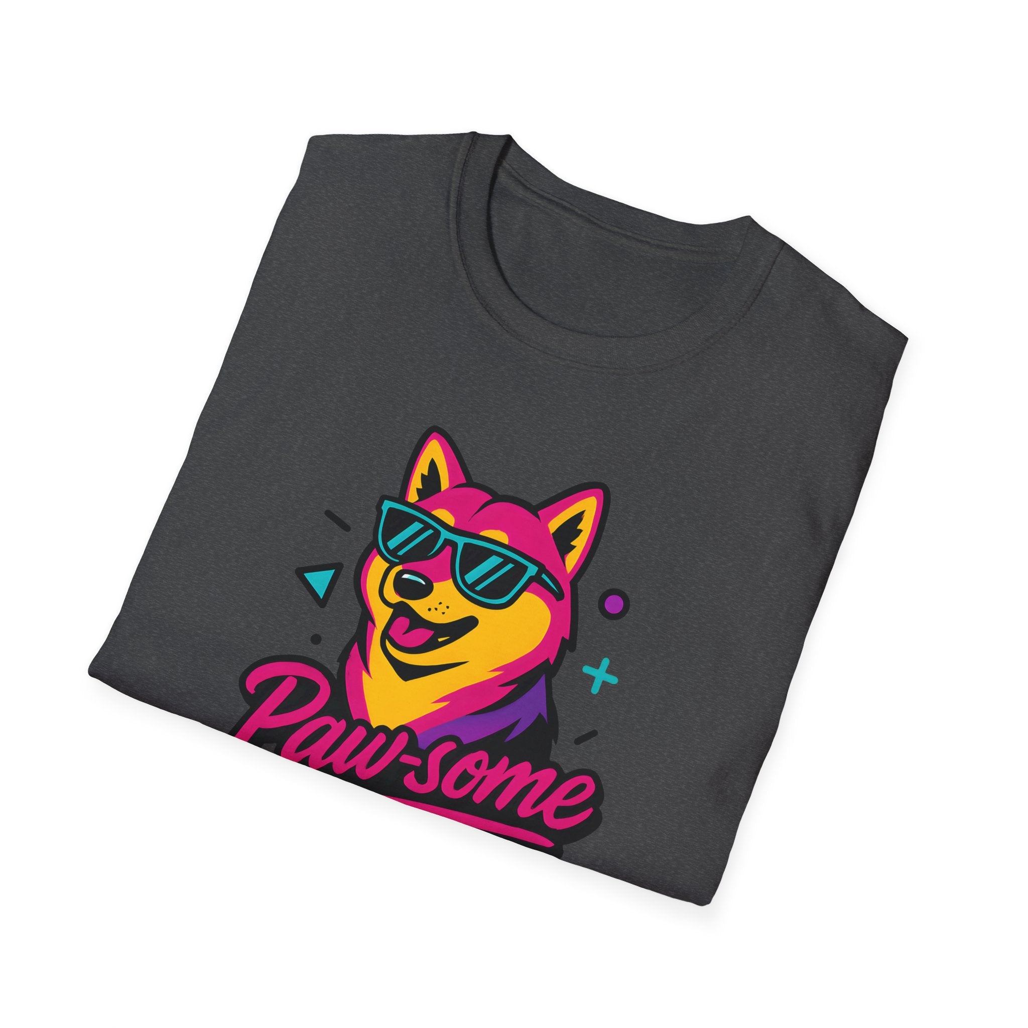 Husky Paw-some Neon Dog T-Shirt