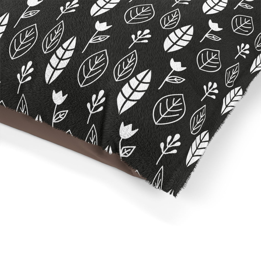 Black & White Leaves and Flowers Dog Bed