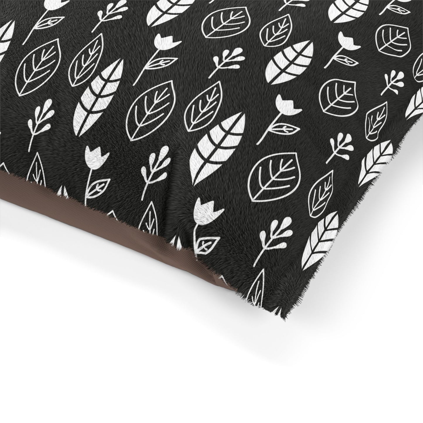 Black & White Leaves and Flowers Dog Bed
