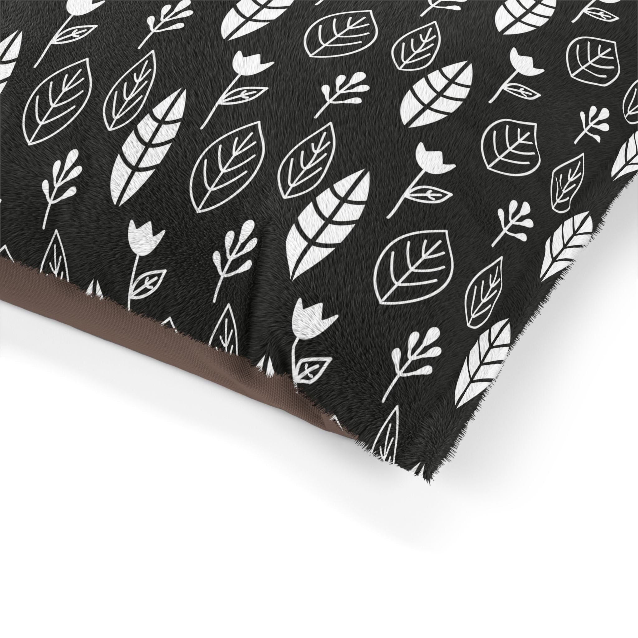 Black & White Leaves and Flowers Dog Bed