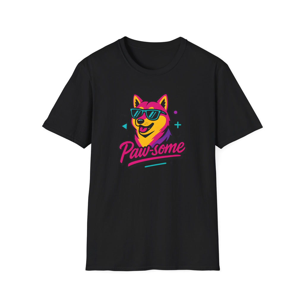 Husky Paw-some Neon Dog T-Shirt
