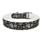 Holiday Ornament Dog Collar — Black & Gold Christmas Pattern