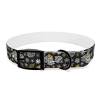 Holiday Ornament Dog Collar — Black & Gold Christmas Pattern