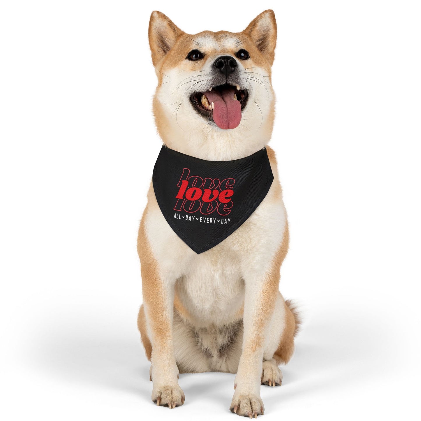 Love Love Love All Day Every Day Dog  Bandana Collar