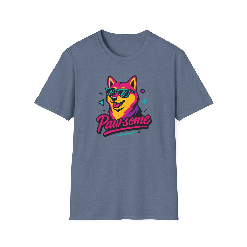 Husky Paw-some Neon Dog T-Shirt