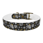 Holiday Ornament Dog Collar — Black & Gold Christmas Pattern