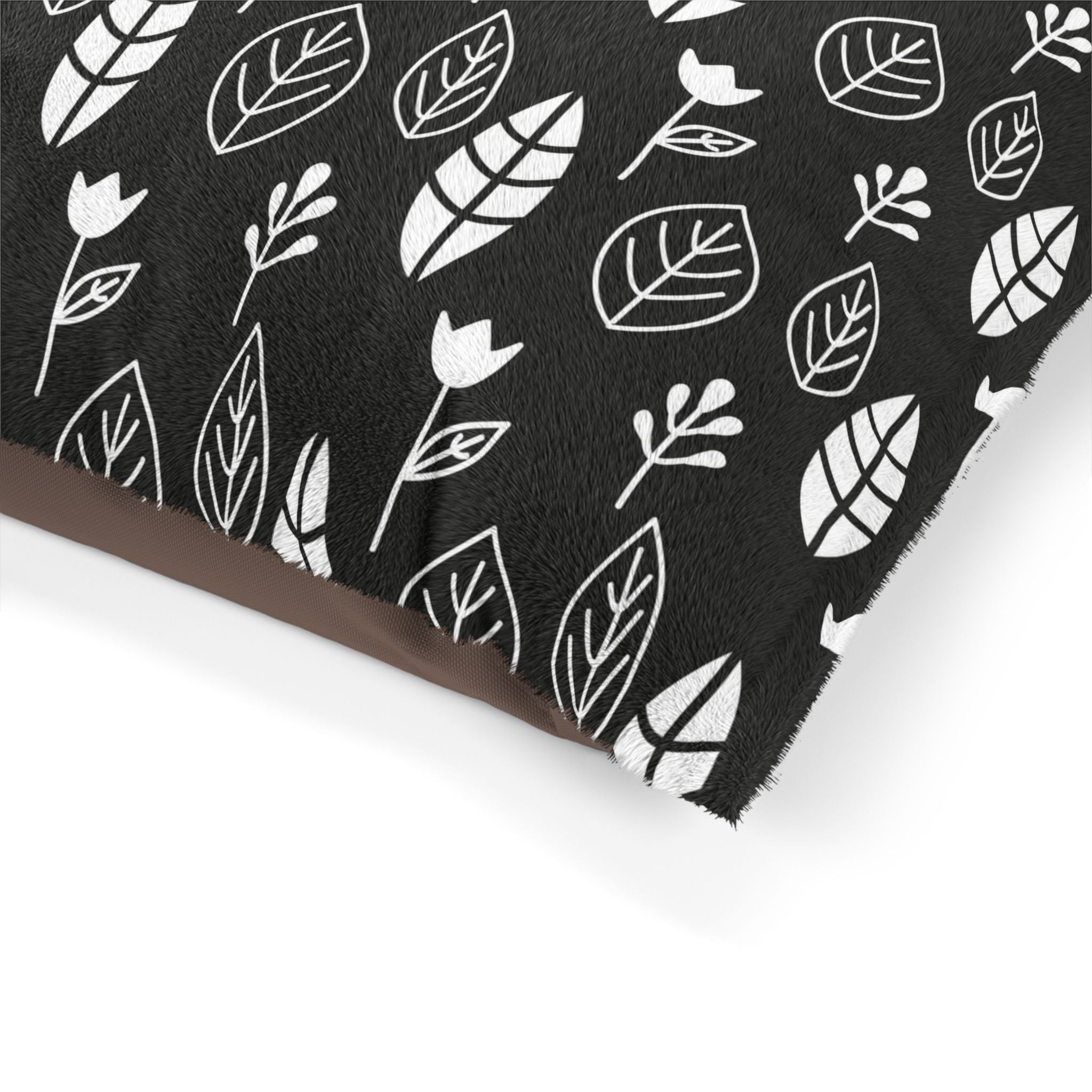 Black & White Leaves and Flowers Dog Bed