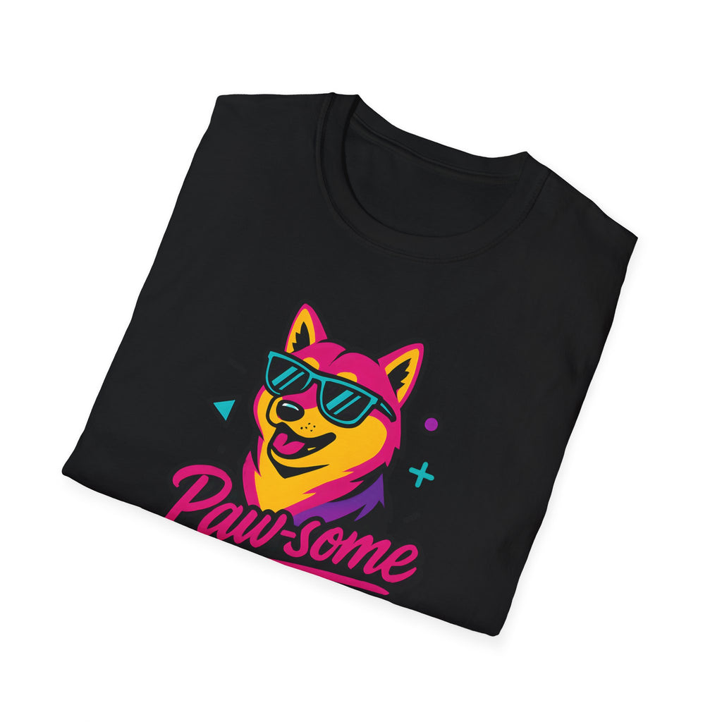 Husky Paw-some Neon Dog T-Shirt
