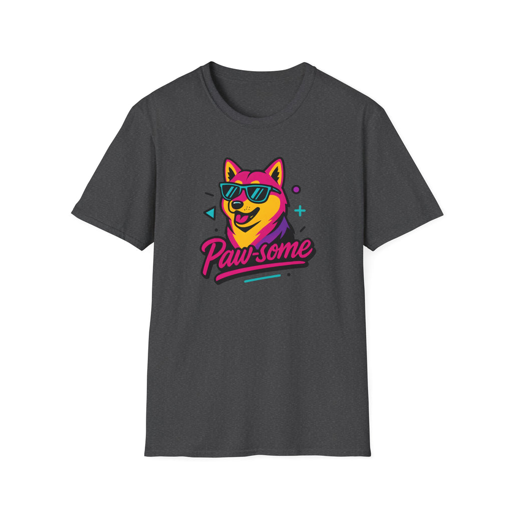Husky Paw-some Neon Dog T-Shirt