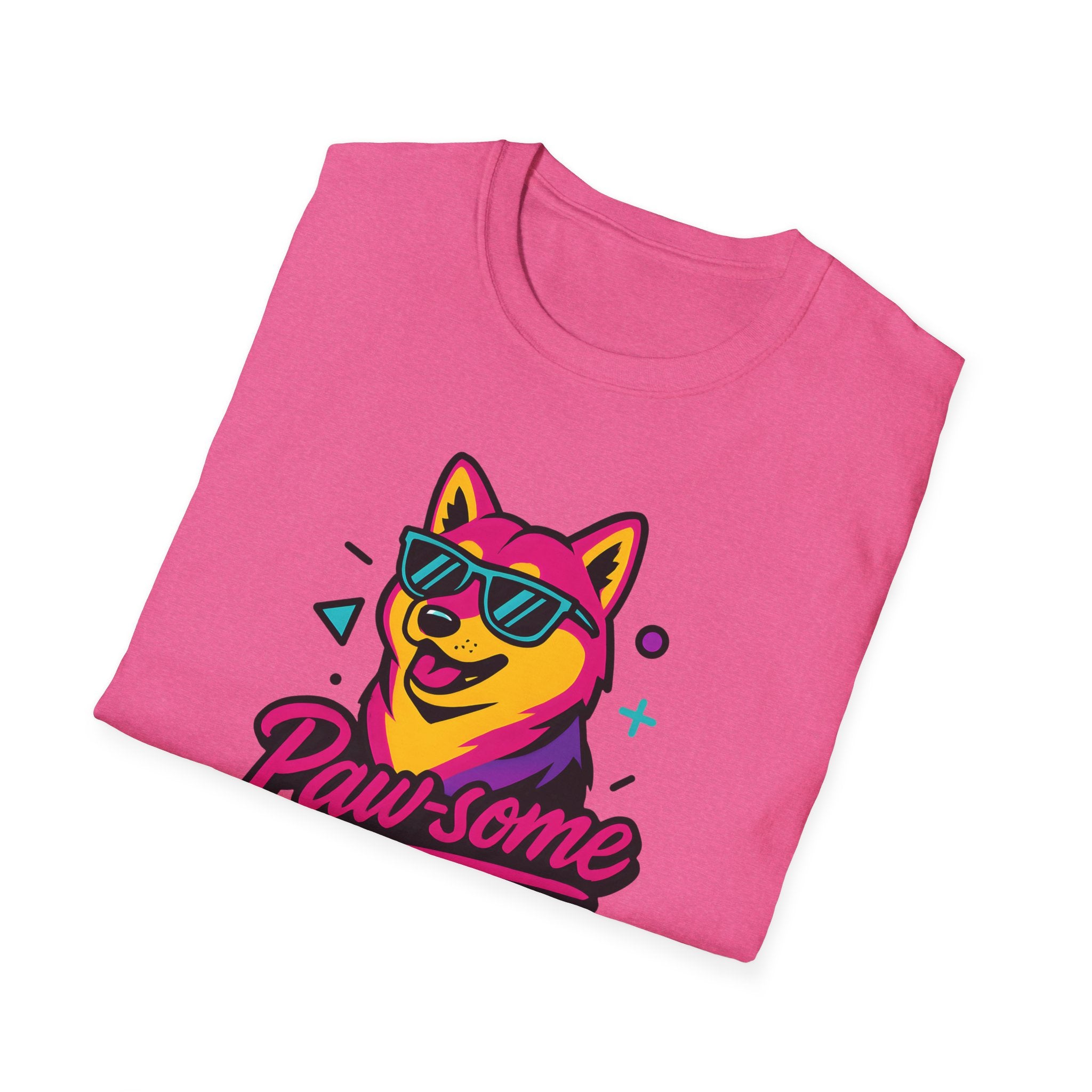 Husky Paw-some Neon Dog T-Shirt