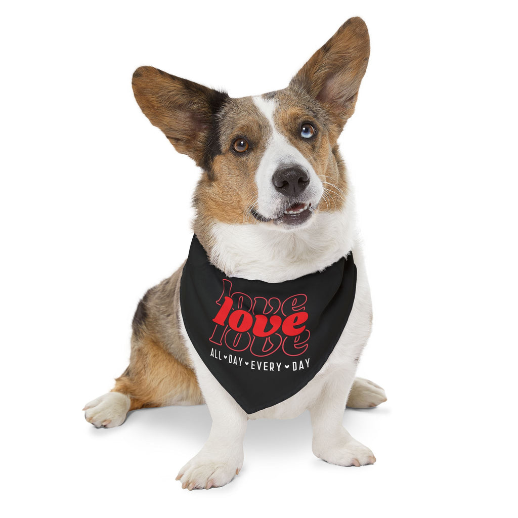 Love Love Love All Day Every Day Dog  Bandana Collar